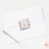 Blush Lila Waterverf Roos Bloemen Logo Business Vierkante Sticker (Envelop)
