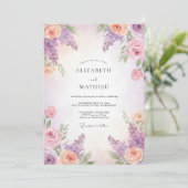 Blush Lila Wisteria Bruiloft Kaart (Staand voorkant)