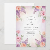 Blush Lila Wisteria Bruiloft Kaart (Voorkant / Achterkant)