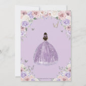 Blush Lila Witte Bloemen Zilver Quinceañera XV 16 Kaart (Achterkant)