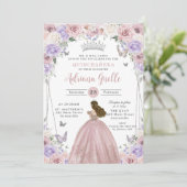 Blush Lila witte bloemenjurk Quinceañera XV 16 Kaart (Staand voorkant)