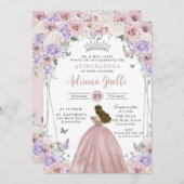 Blush Lila witte bloemenjurk Quinceañera XV 16 Kaart (Voorkant / Achterkant)