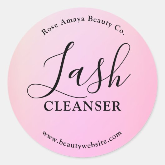 Blush Lilac Lash Reinigings Shampoo Productlabel Ronde Sticker (Voorkant)