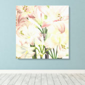 Blush Lilies Canvas Afdruk (Insitu (Houten vloer))