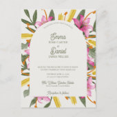 Blush Lily Arched Botanical Floral Wedding Uitnodiging Briefkaart (Voorkant)