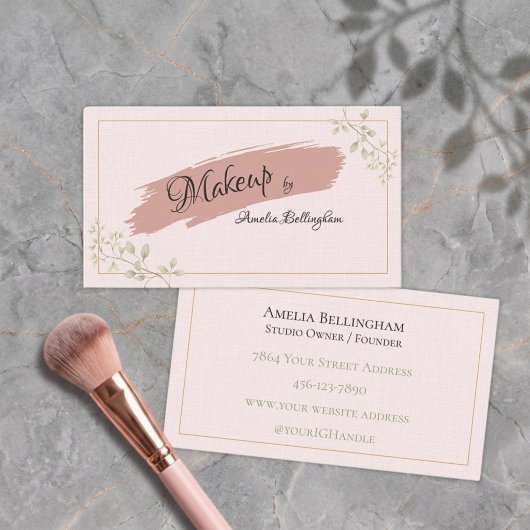 Blush Linen Sage Luxe Visagist Visitekaartje