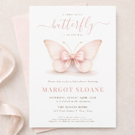 Blush Little Butterfly Neutrale Baby Shower Kaart