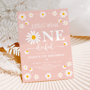Blush Little Miss ONEderful Daisy Flowers Birthday Kaart