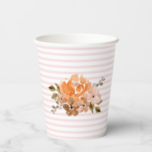 Blush Little Pumpkin Paper Cups Pumpkin Baby Showi Papieren Bekers (Achterkant)