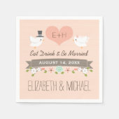 Blush Love Bird Dove Wedding Servetten (Voorkant)
