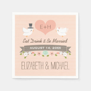Blush Love Bird Dove Wedding Servetten