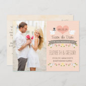 BLUSH LOVE BIRDS DUIF SAVE THE DATE AANKONDIGINGSKAART (Voorkant / Achterkant)
