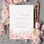 Blush Love is in Bloom Roos Gold Vrijgezellenfeest Folie Uitnodiging