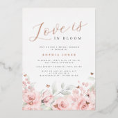 Blush Love is in Bloom Roos Gold Vrijgezellenfeest Folie Uitnodiging (Voorkant)