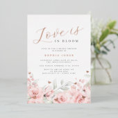 Blush Love is in Bloom Roos Gold Vrijgezellenfeest Folie Uitnodiging (Staand Voorkant)