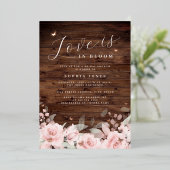 Blush Love is in Bloom Rustic Wood Vrijgezellenfee Folie Uitnodiging (Staand Voorkant)