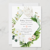 Blush Lush Paradise Tropical Floral Baby shower Kaart (Voorkant)