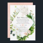Blush Lush Paradise Tropical Floral Bat Mitzvah Kaart<br><div class="desc">Blush roze en tropische waterverf zomervleermuis mitzvah nodigen witte orchideeën uit,  witte kerkeiwitten,  magnolias,  eucalyptus en diepe groen.</div>