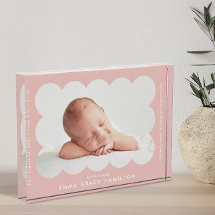 Blush Maagdheidsaankondiging van geboorte Lijst me Fotoblokken