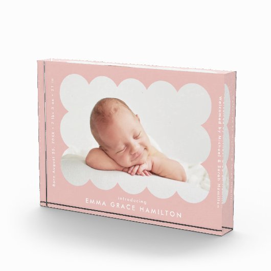 Blush Maagdheidsaankondiging van geboorte Lijst me Fotoblokken (Rechts)
