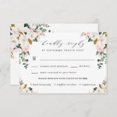 Blush Maaltijd Keuze Goud en Wit Magnolia Bruiloft RSVP Kaartje (Voorkant / Achterkant)