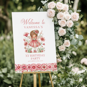 Blush Magische Fee Bloemen 3e Verjaardag Welkom Poster