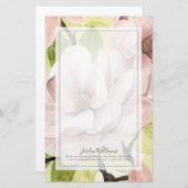 Blush Magnolia Flowers Briefpapier (Voorkant / Achterkant)