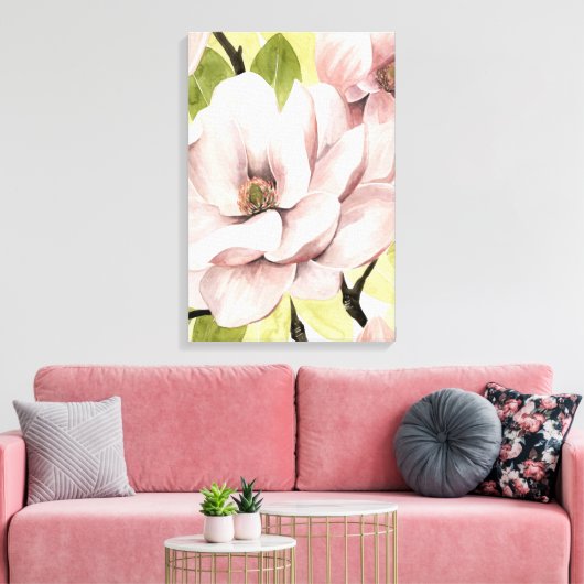 Blush Magnolia Flowers Canvas Afdruk (Insitu (Woonkamer))