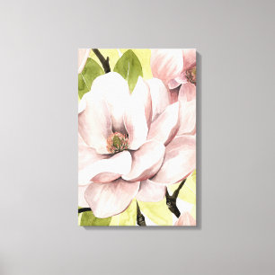 Blush Magnolia Flowers Canvas Afdruk