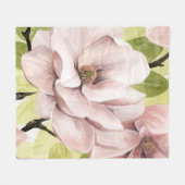 Blush Magnolia Flowers Fleece Deken (Voorkant (Horizontaal))