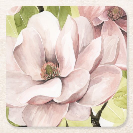 Blush Magnolia Flowers Kartonnen Onderzetters (Voorkant)