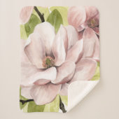 Blush Magnolia Flowers Sherpa Deken (Voorkant)