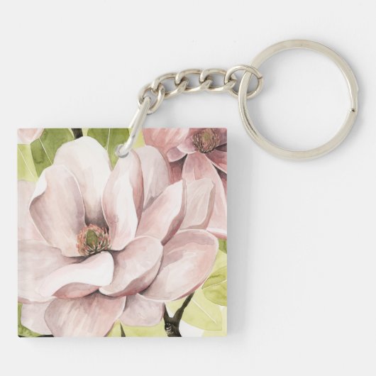 Blush Magnolia Flowers Sleutelhanger (Achterkant)