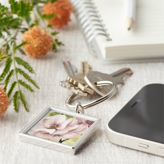 Blush Magnolia Flowers Sleutelhanger (Zijkant)