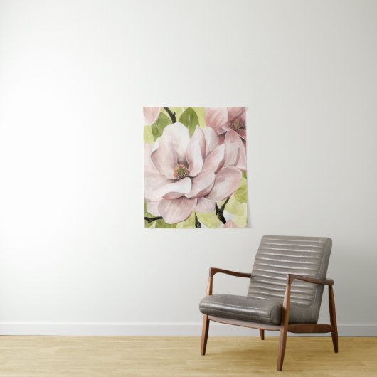 Blush Magnolia Flowers Wandkleed (In situ)