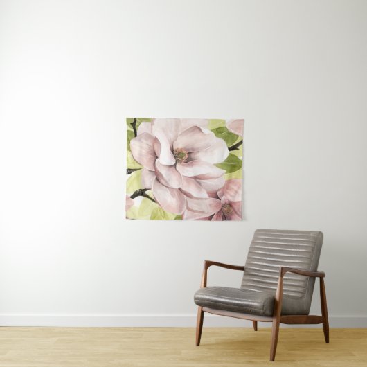 Blush Magnolia Flowers Wandkleed (In Situ (horizontaal))