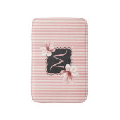 Blush Magnolias and Stripes Monogramed Badmat (Voorkant Verticaal)