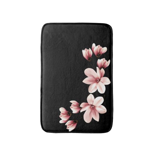 Blush Magnolias op Black Badmat (Voorkant Verticaal)