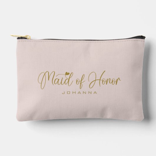 Blush Maid of Honor Script Naam Cosmetische Cadeau Etui (Voorkant)