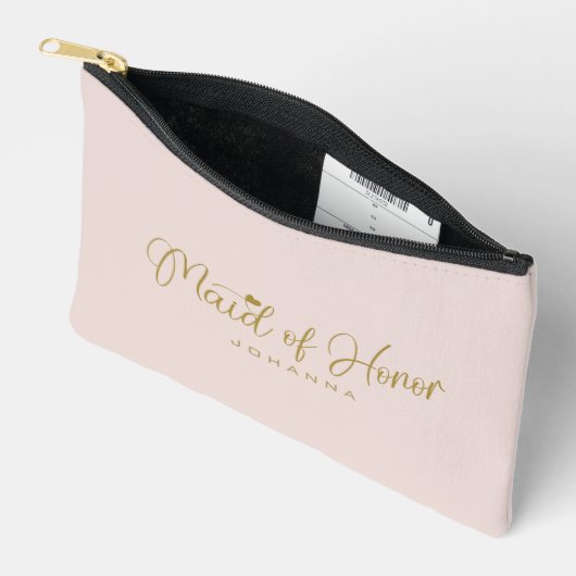 Blush Maid of Honor Script Naam Cosmetische Gift Etui (Open)