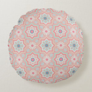 Blush Majesty – Andalusische Marokkaanse elegantie Rond Kussen