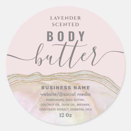 Blush marble agate script body label (Voorkant)