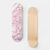 Blush Marble Cherry Blossom Monogram Girly Persoonlijk Skateboard (Voorkant)