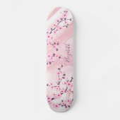 Blush Marble Cherry Blossom Monogram Girly Persoonlijk Skateboard (Voorkant)
