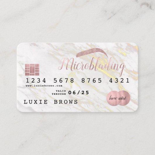 Blush + Marble Credit Card Microblading Visitekaartje (Voorkant)