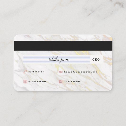 Blush + Marble Credit Card Microblading Visitekaartje (Achterkant)