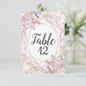 Blush Marble Geometric Floral Reception Zitplaatse Kaart (Staand voorkant)