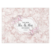 Blush Marble Geometric Lijst Weddenschap Monogram Tafelkleed (Voorkant (Horizontaal))