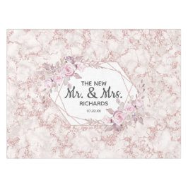 Blush Marble Geometric Lijst Weddenschap Monogram Tafelkleed