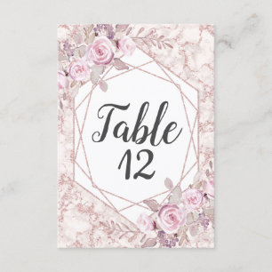 Blush Marble Geometric Lijst Wedding Table Numbers Kaart
